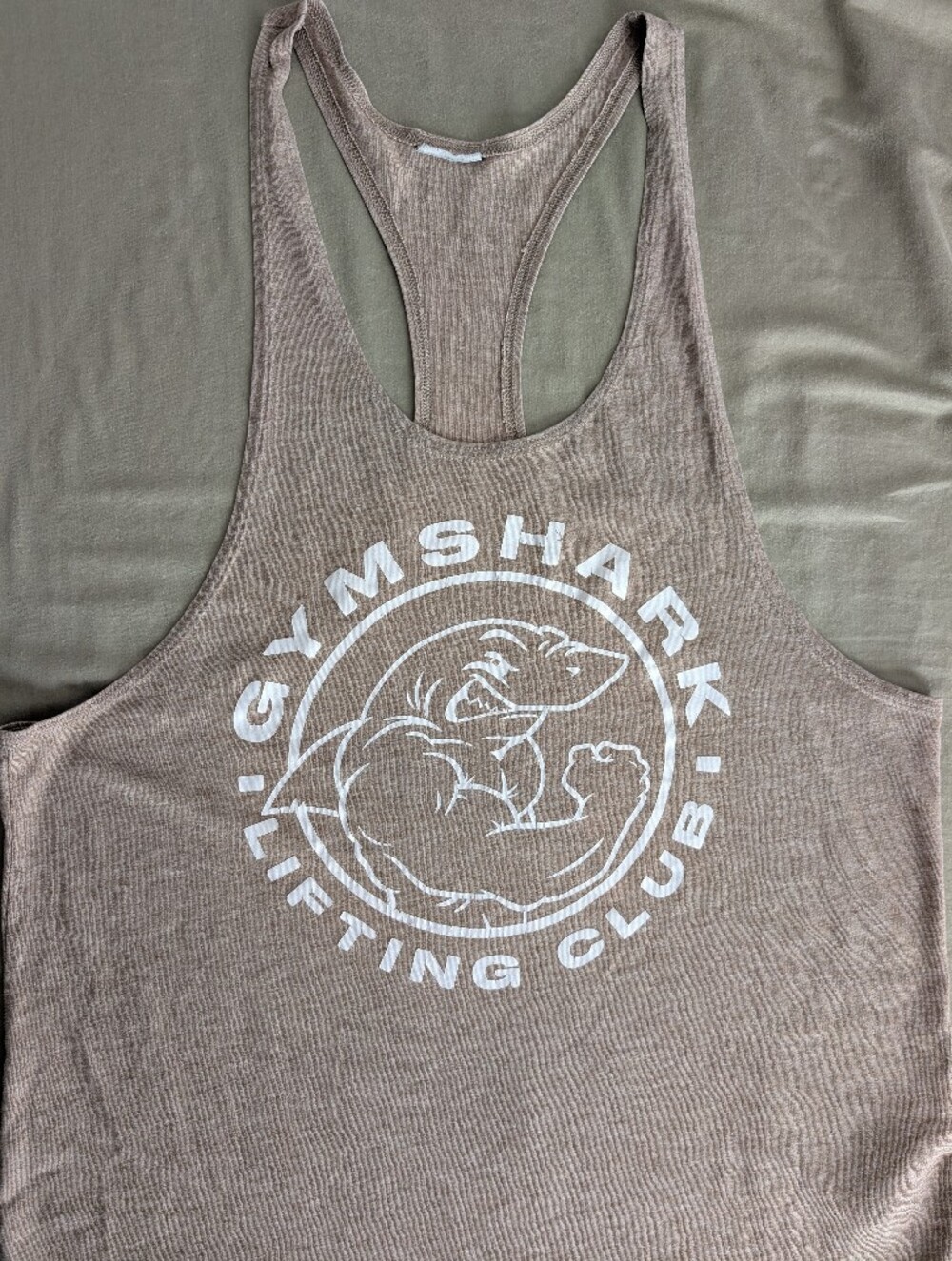 Gymshark Lifting Club Graphic Stringer Tank Top - Beige/Tan L Or XL